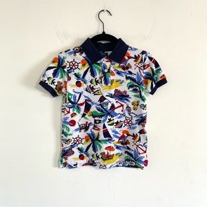 Polo Ralph Lauren Boys White Tropical Bear Polo Shirt Size 7
